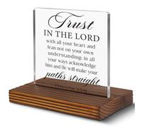 Serenity Prayer Gifts for Women, Trust In the Lord with All Your Heart Christian Quotes Bible Scripture Inspirational Plaque Clear Desk Decorative Sign Christian Gifts for Family Friends EC114