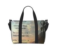 Serenity Prayer On Beach Foldable Travel Tote Bag with Multiple Pockets Durable Weekend Overnight Duffel Bag for Gym Camping Hiking Business Trip