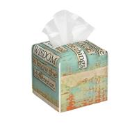 Serenity Prayer On Beach Square Leather Tissue Box Cover Premium Decorative Organizer with Non-Slip Base for Bathroom Vanity Nightstand Countertop