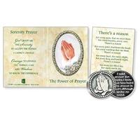 Serenity Prayer Pocket Token with Prayer Card Leaflet Pewter Prayer on Reverse 2.5 cm Praying Hands