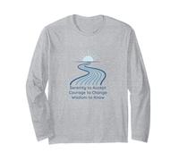Serenity Prayer River Sunrise Recovery Sobriety Wisdom AA NA Long Sleeve T-Shirt