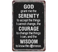 Serenity Prayer Wall Art Antique Tin Sign God Serenity Courage Wisdom Wallin Metal Sign Plaque Poster 8X12 Inch