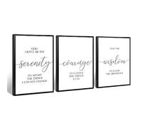 Serenity Prayer Wall Art Decor 3 Pieces Bible Verse Wall Art God Grant Me the Serenity Wall Decor Scripture Wall Art Prints Christian Quotes Canvas Picture for Living Room Bedroom 12x16 Inch Framed