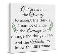 Serenity Prayer Wall Art, Inspirational Christian Wall Decor, God Grant Me Serenity, Courage, Wisdom Canvas Painting Religious Gifts Bible Quotes Framed Posters Artwork Gift, 8 x 8 Inches