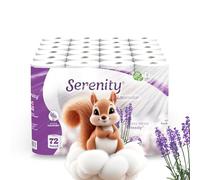 Serenity Soft Lavender Scented Toilet Tissue 3-Ply - Luxuriously Soft, Gentle & Strong Toilet Rolls, Hypoallergenic, Mega Value Pack of 72, Dermatologically Tested & Produced in The UK