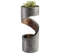 Serenity Spiral Rainfall Water Feature with Planter & LED Lights, Self-Contained Outside Ornament for Garden, Patio & Decking (Height 79cm)