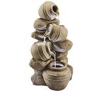 Serenity Stone Effect Tipping Pots Cascading Water Feature, Outdoor, Self Contained, with LED Lights, Height 72cm (4 Tipping Pots)