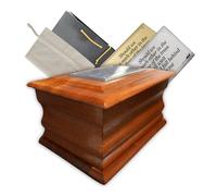 Serenity Urns Sustainable Solid Mahogany Cremation Urn/Casket - High Gloss Finish, Free Engraved Plaque - Premium Quality for Home or Burial - 29cm x 20cm x 14.5cm