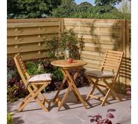serenity wooden bistro table with 2 chairs and cushions in natural
