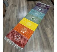 Serenityy 100% Cotton Yoga Rug 60X200 Cm With 7 Chakras - Multicolor Geometric Design, Made In India
