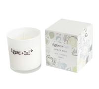 Serenityy Agnes + Cat Votive Candle Dolly Blue 200G - White Glass Votive With Embossed Silver Lid.