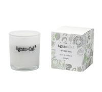 Serenityy Agnes + Cat Votive Candle - White Fig 200G Soy Wax, Frosted White Glass With Embossed Silver Lid, Gift Boxed
