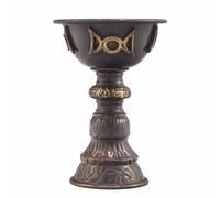 Serenityy Antique Copper Ritual Goblet With Triple Moon, 8X13Cm - Compact Ritual Vessel For Altars And Ceremonies