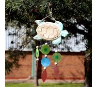 Serenityy Aqua Turtle Driftwood Wind Chime With Copis Drop - Aqua, 90G
