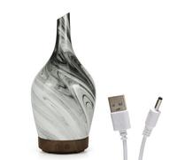 Serenityy Aroma Atomiser Glass Abstract Grey Usb Diffuser With Led Light And 1 M Cable, Marble-Patterned Design
