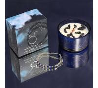 Serenityy aurus Zodiac Crystal Candle, Lapis Lazuli & Moss Agate Bracelet in Navy | Size: 1 Pack Serenityy Navy 1 Pack