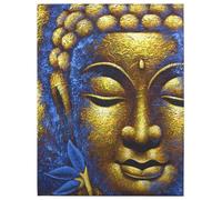 Serenityy Aw Dropship Uk Buddha Painting Gold Face And Lotus Flower, Handmade Balinese Canvas 60X80 Cm