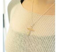 Serenityy Aw Dropship Uk Indian Devotional Pendant - Silver Plated Crucifix With Citrine-Style Stones On 45Cm Chain