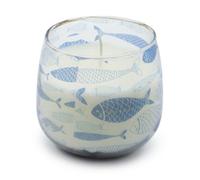 Serenityy Aw Dropship Uk Medium Glass Jar Candle - Seabreeze, 450G, 45H Burn, Blue Fish Design.