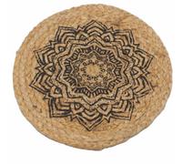 Serenityy Aw Dropship Uk Natural Jute Place Mat 30Cm - Mandala Print, Beige, Pack Of 1