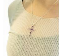 Serenityy Aw Dropship Uk Silver-Plated Amethyst Crucifix Pendant On 45Cm Chain With Extender - Indian Devotional Jewellery
