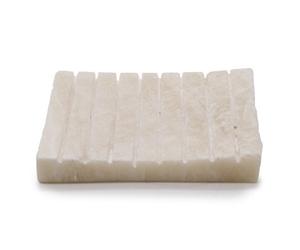 Serenityy Aw Dropship Uk White Onyx Ridged Soap Dish, Natural Stone, Matt Finish, Freestanding, 390G