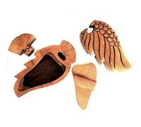 Serenityy Bali Magic Box - Angel Wing, Handmade Sheesham Wood Puzzle Keepsake Box With Hidden Compartment