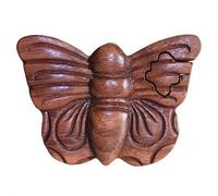 Serenityy Bali Magic Box Butterfly - Handmade Sheesham Wood Puzzle Keepsake Box With Hidden Compartment, Individually Wrapped.