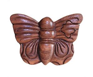 Serenityy Bali Magic Box Butterfly - Handmade Sheesham Wood Puzzle Keepsake Box With Hidden Compartment, Individually Wrapped.