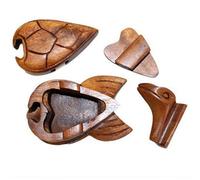 Serenityy Bali Magic Box - Tortoise Design, Handmade Sheesham Wood Puzzle Keepsake Box With Hidden Compartment, Individually Wrapped.