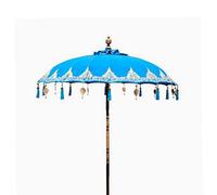 Serenityy Bali Patio Parasol - 2M Turquoise Cotton Canopy, Handcrafted Indonesian Parasol
