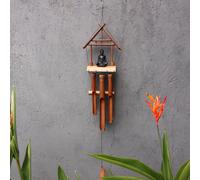 Serenityy Bamboo Windchime Natural Finish Black Buddha 6 Tubes, 50 Cm Tubes, 120 Cm Length