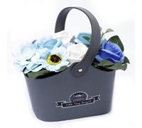 Serenityy Bouquet Petite Basket In Soothing Blues - Handcrafted Soap Flower Arrangement In Petite Basket, Gift-Ready