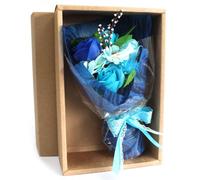 Serenityy Boxed Hand Soap Flower Bouquet In Blue - Handcrafted, Gift-Ready, Subtly Scented, 80G.