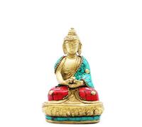 Serenityy Brass Amitabha Buddha Figure - 9.5 Cm, Solid Brass Decorative Figurine