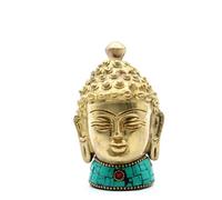Serenityy Brass Buddha Figure - Meditating Head - 8 Cm, Solid Brass Decorative Figurine.