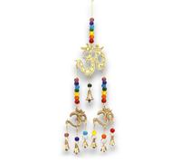 Serenityy Brass Om Chakra Wind Chime - 7-Bell Indian Chime With Multicolour Beads