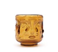 Serenityy Buddha Faces Candle Jar - Antique Amber, Glass Candle Holder For Ambient Lighting.
