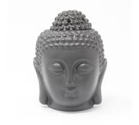 Serenityy Buddha Head Oil Burner - Dark Brown Gloss, Compact Fragrance Warmer For Oils And Wax Melts, Decorative Home Accent
