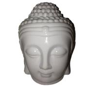 Serenityy Buddha Head Oil Burner In White Ceramic - Gloss Finish, Lightweight Decorative Aroma Warmer