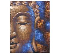 Serenityy Buddha Painting Copper Face - Handmade Balinese Canvas Art 60X80Cm Framed Ready To Hang