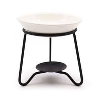 Serenityy Ceramic & Metal Simple Stand Oil Burner - Gloss White Minimalist Design, 916G