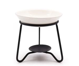 Serenityy Ceramic & Metal Simple Stand Oil Burner - Gloss White Minimalist Design, 916G