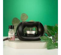 Serenityy Ceramic Zen Oil Burner - Oval Pebble Matt Black - Matt Black Ceramic Oil Burner For Home Décor And Fragrance Diffusion