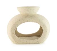 Serenityy Ceramic Zen Oil Burner - Oval Pebble, Speckled Off-White Serenityy Off-White