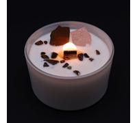 Serenityy Chakra Crystal Candle For Sacral Chakra - Invoking Dreams Fragrance, Tiger Eye And Rose Quartz, 360G, 17H Burn Time