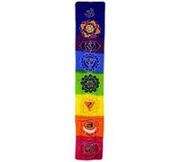 Serenityy Chakra Drop Banner Rainbow Wall Hanging 183 X 35 Cm, Handcrafted Bali Wax Batik For Home And Yoga Spaces