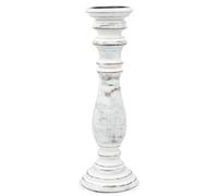 Serenityy Classic Candle Stand Whitewash Large - Mango Wood Tall Candle Holder 37 X 10 Cm.