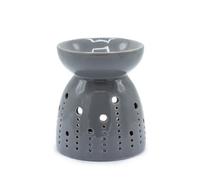 Serenityy Classic Ceramic Oil Burner Bubbles Cutout Grey - Compact Gloss Finish For Essential Oils And Wax Melts