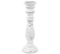 Serenityy Classic Mango Wood Candle Stand - Whitewash - Large in White Serenityy White Large